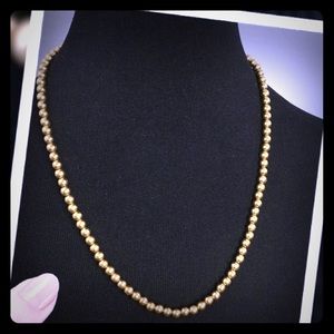 Vintage Signed Monet Gold Colored Bead Necklace